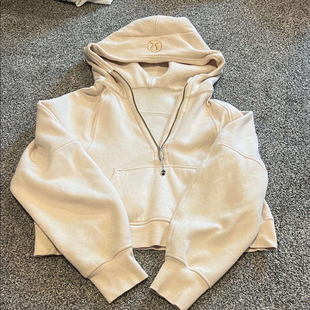 Cream Hoodie with Front Pocket